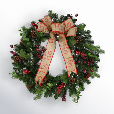30'' Faux Pine Lighted Wreath