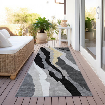 Tapis intérieur / extérieur noir Petala 