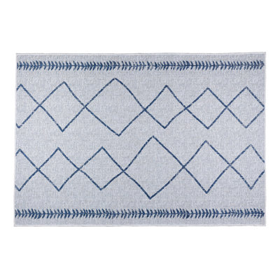 Tapis gris / bleu en sisal tissé à la machine Rectangle Vasques
