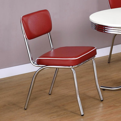 2 chaises de salle à manger rembourrées rouges - cadre contemporain orné, siège en mousse, côté moderne de 2 finitions, rembourrage, dossier ouvert