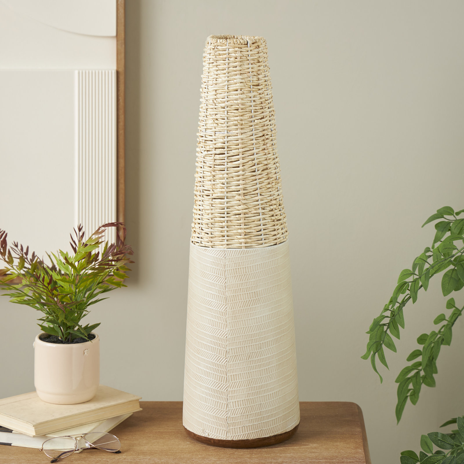 26.4'' Rattan Floor Vase, 26.4" H x 7.7" W x 7.7" D