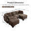 Canapé d'angle modulaire 3 places en chenille à détails froncés, 2 poufs amovibles, mousse haute densité, coussins de dossier épais en forme de L, montage facile, pour salon et chambre.