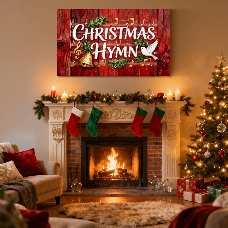 «Christmas Christmas Hymn Music Notes», ensemble de 3 impressions sur toile, H 20 po x l 30 po