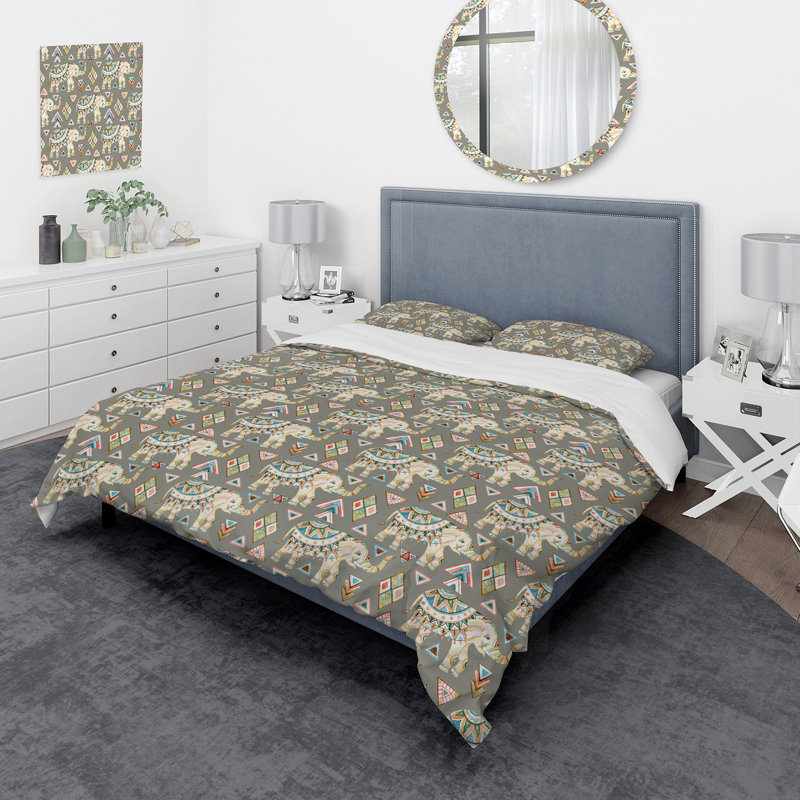 Tribal Indian Elephant - Ensemble de housse de couette moderne - Microfibre de polyester