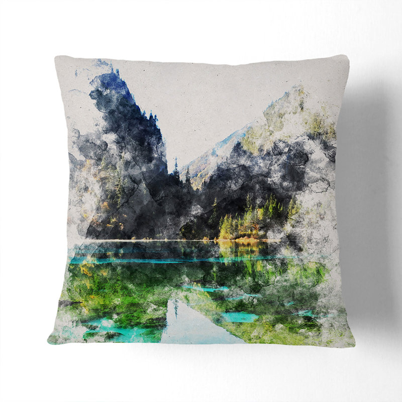 Lake and Mountain View Scatter Cushion, Stone, 55cm H x 55cm W x 20cm D