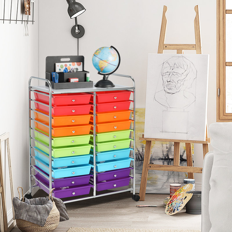 20 Drawer Storage Drawer, Red/Orange/Green/Purple/Blue