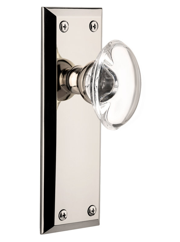 Poignée de porte en cristal Grandeur Fifth Avenue, 2-3/4", Nickel poli