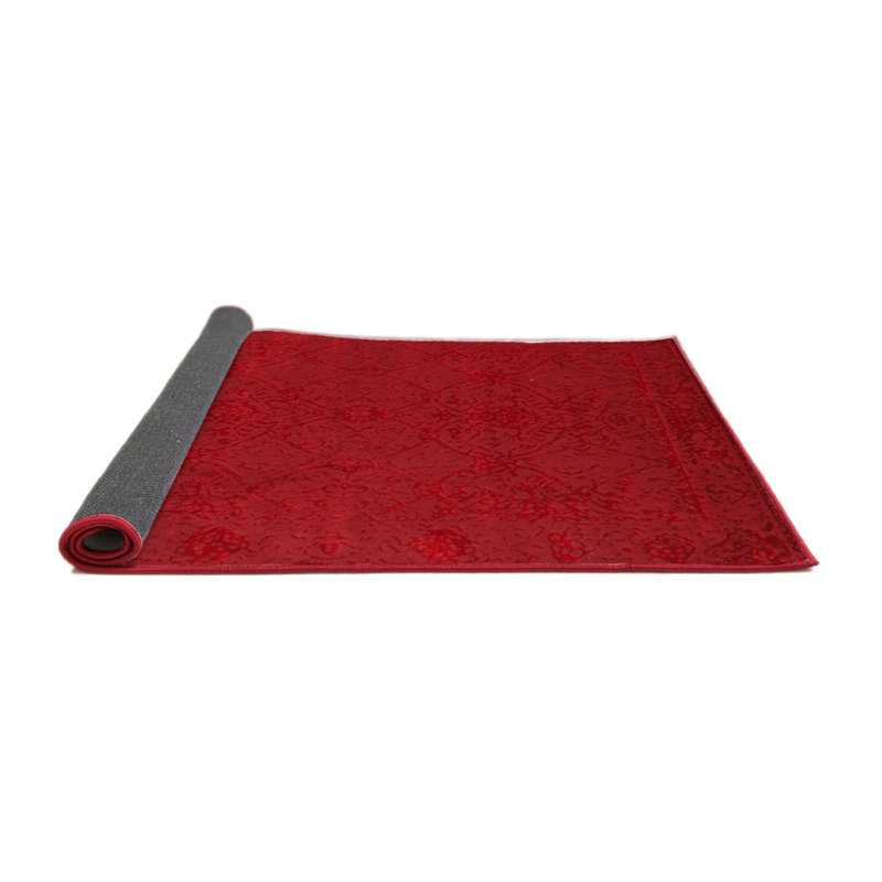 Tapis de zone rouge contemporaine, Rond 6 pi
