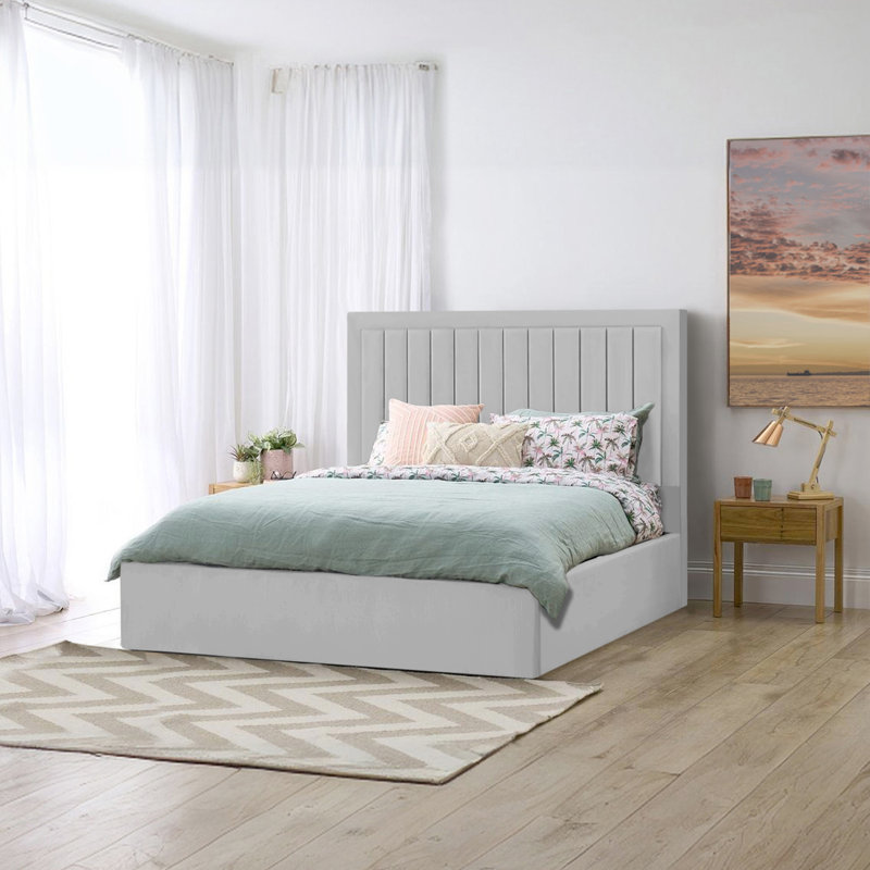 Madry Upholstered Ottoman Storage Bed, Silver, Double (4'6)