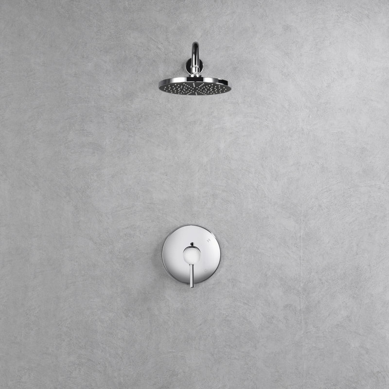 Kree Collection Shower Trim Only: 8" Round Shower Head, Single Handle Set, & Rough-in Valve Included - Chrome Polished