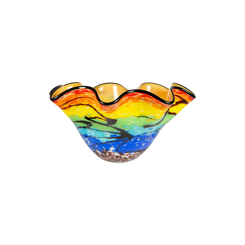 Vase d'art en verre soufflé à la main Rainbow Reef