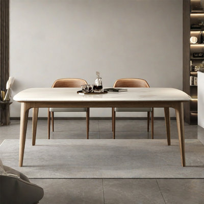 Luxury Marble Ash Wood Rectangular Dining Tables by ALLNICEDT