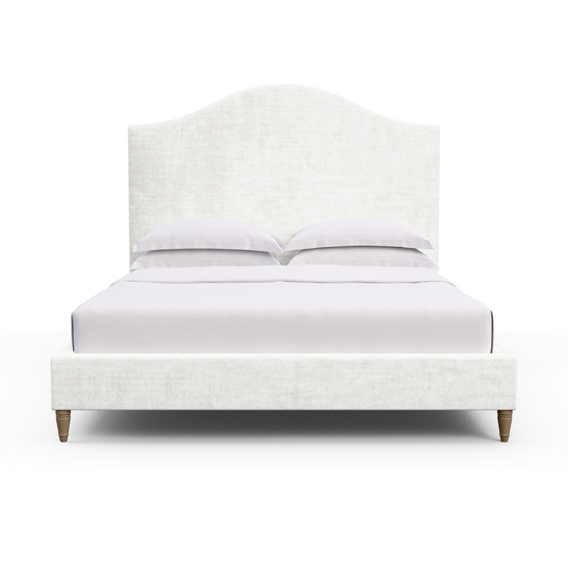 Montague Upholstered Bed, Queen, Box Weave Linen Pumice, Weathered