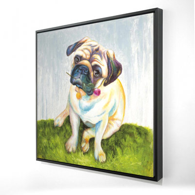 Cute Pug with Rose Canvas | Contemporary Animal Home Decor