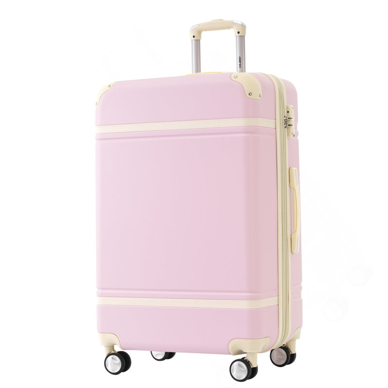 Ensembles de valises rigides avec sacs Valise légère à roulettes doubles avec verrou TSA, valise rétro simple 24 po