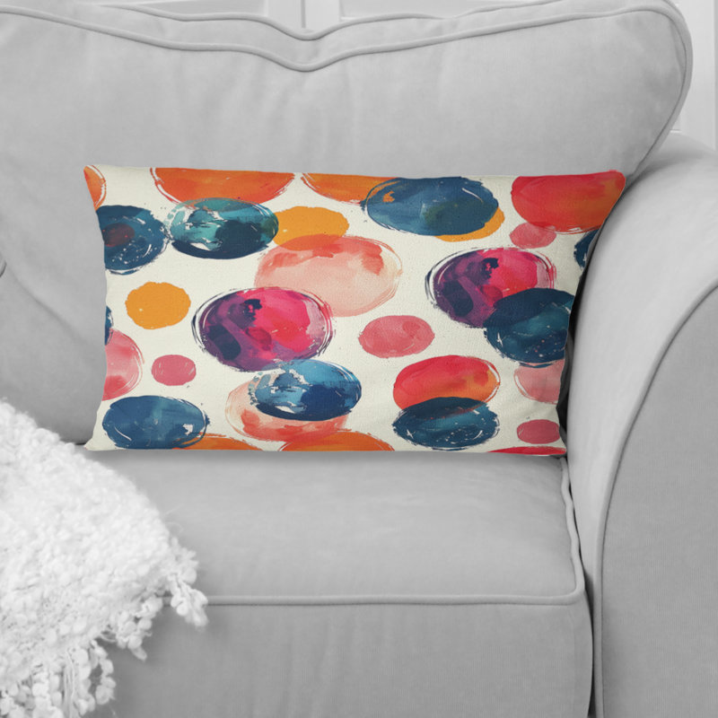 Coussin lombaire vert moderne à imprimé de pois I - Modern