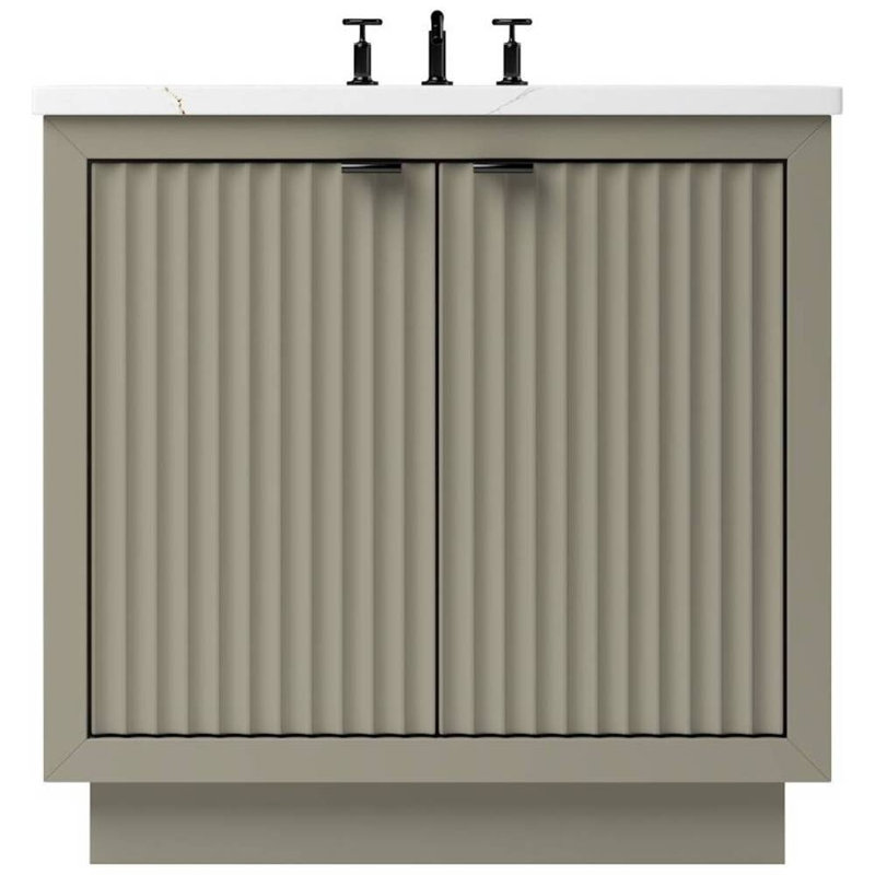 Lecrieú Single Bath Vanity, 30", Matte Black, French Olive