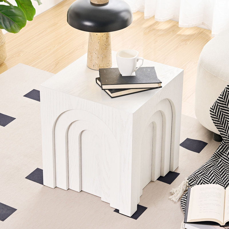 15.74" Square MDF End Table, White