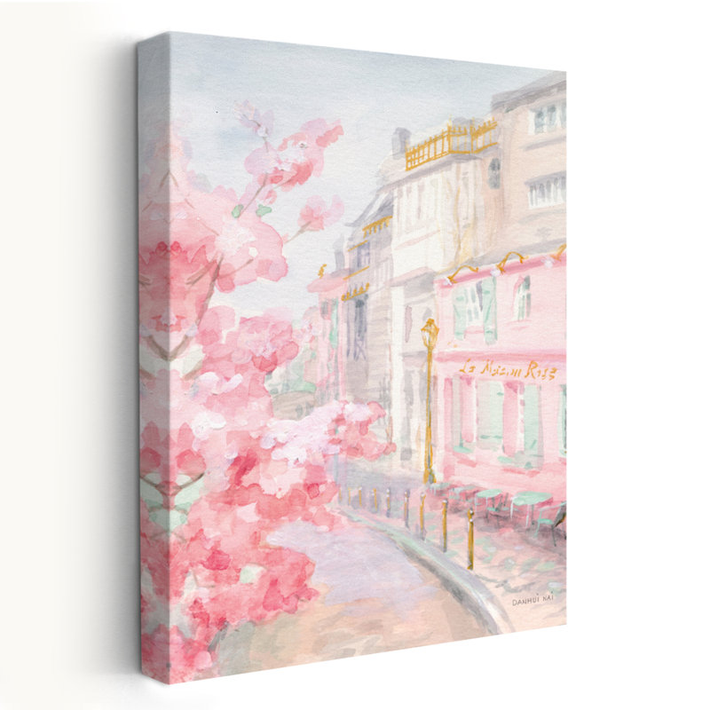 Art turquoise et balcon Paris II pastel, H 24 po x l 16 po