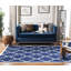 Tapis géométrique bleu en laine et coton tissé à la main Emek-792849104