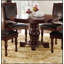 Table de salle à manger classique Majestic Classic et 4 chaises d'appoint, ensemble 5 pièces brun avec base piédestal et revêtement en similicuir