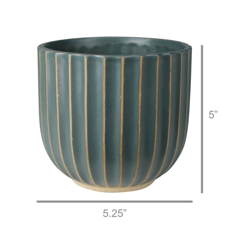 Cache pot en céramique, Vert