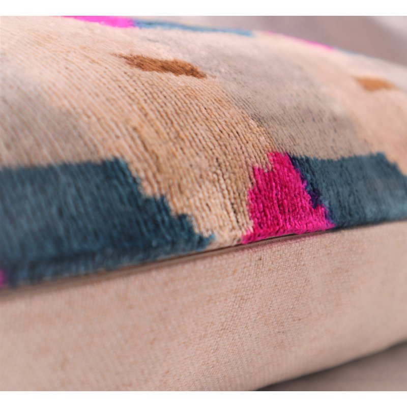 Housse et insert de coussin rectangulaire en soie / velours, Géométrique