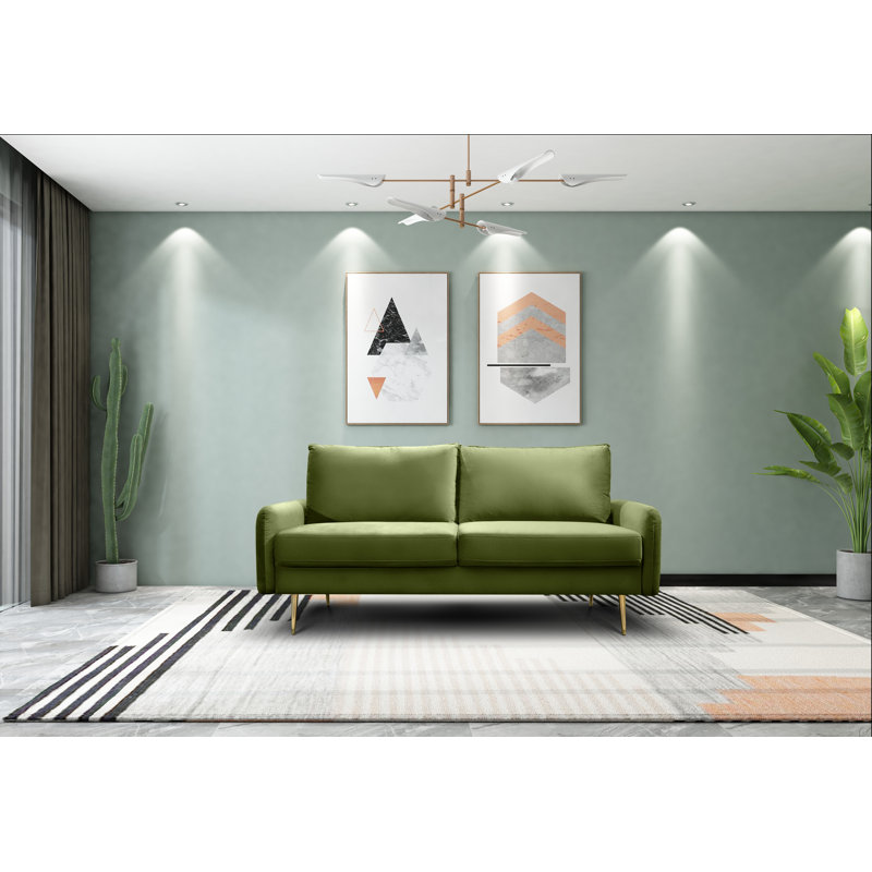 Siniard 70'' Upholstered Sofa, Dark Cyan Velvet, 33.07" H X 71.65" W X 36.69" D