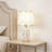 Evadne White/Gold Ceramic Geometric Table Lamp, 3-color Bulb Included