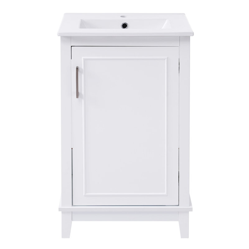 Armoire de salle de bain moderne avec vasque en céramique, Blanc