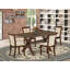Cet ensemble de salle à manger 5 pièces comprend une table de salle à manger rectangulaire avec des pieds en X et 4 chaises Parson rembourrées en lin beige clair-1532682296-1532682298