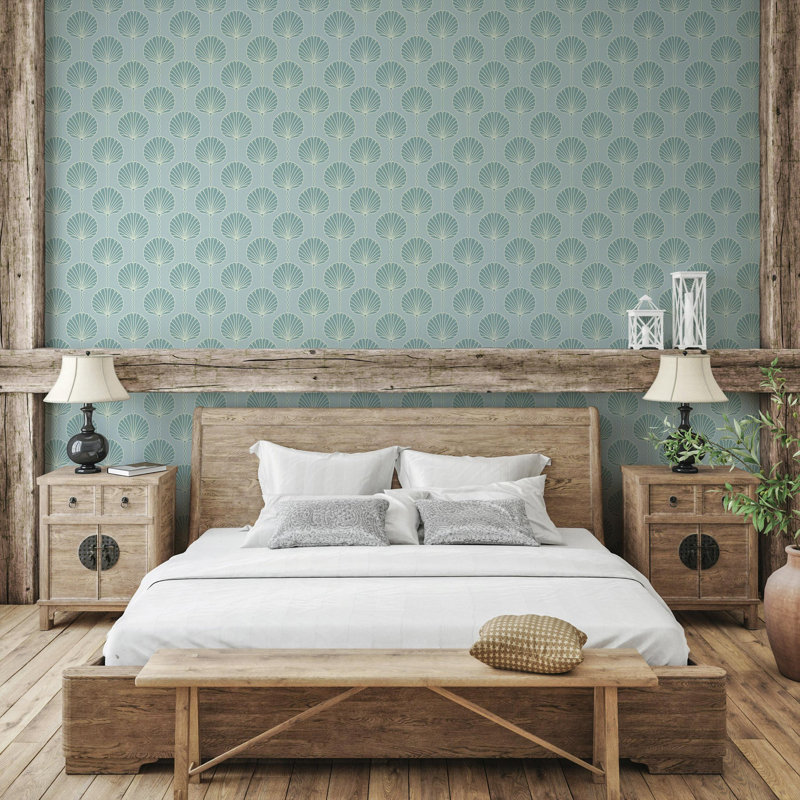 Deco Lily - Wallpaper, Teal, Peel & Stick