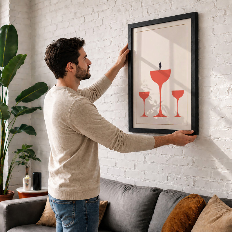 Figure On Glass Modern - Print, Oak, A3 - 42.0 x 29.7 cm