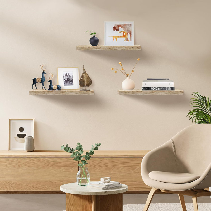 Tablette flottante en bois 3 pièces Kaster, Naturel