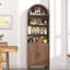 Arched Bookshelf With Storage, 6-Tier Cabinet Bookcase With Doors And Open Display Shelves, Walnut