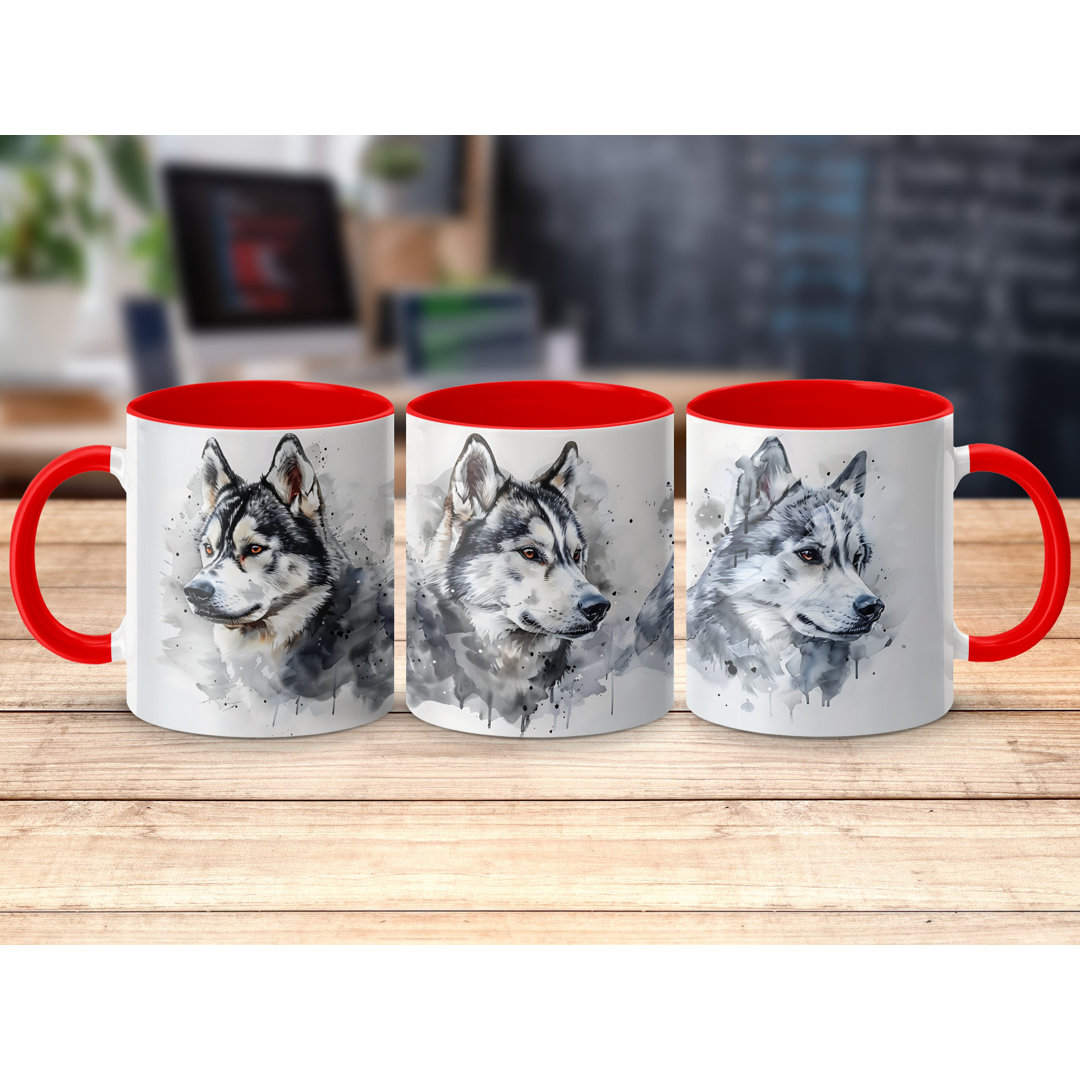 Siberian Husky Watercolor Design 11oz Coffee Mug