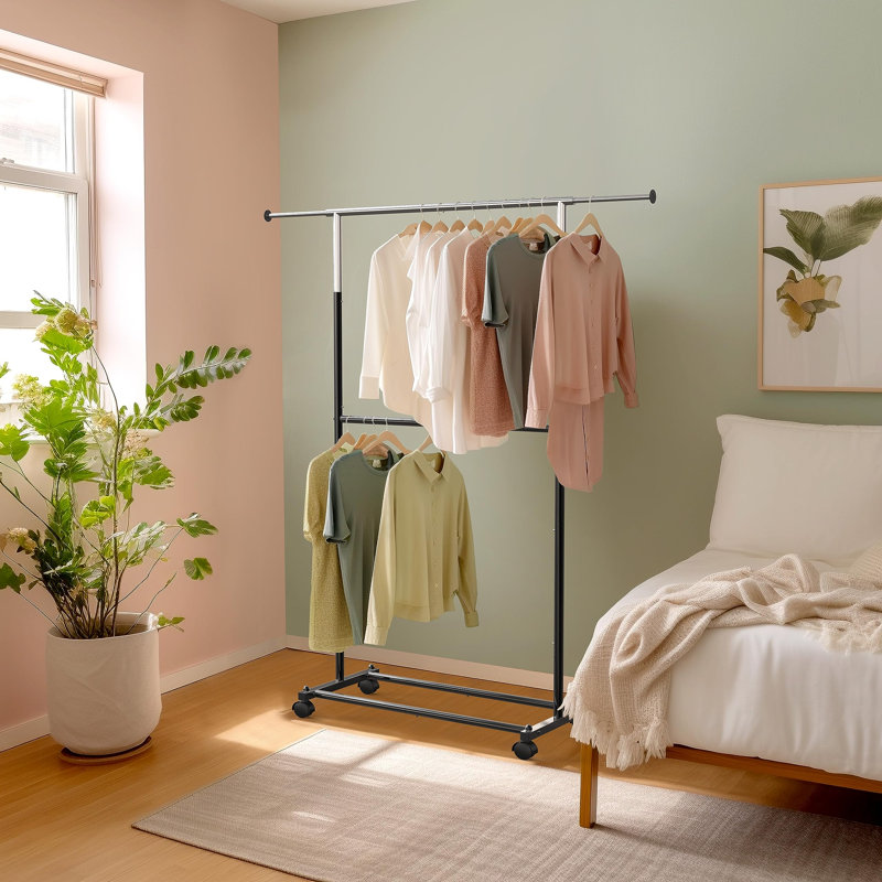 Steel Adjustable Rolling Clothing Rack