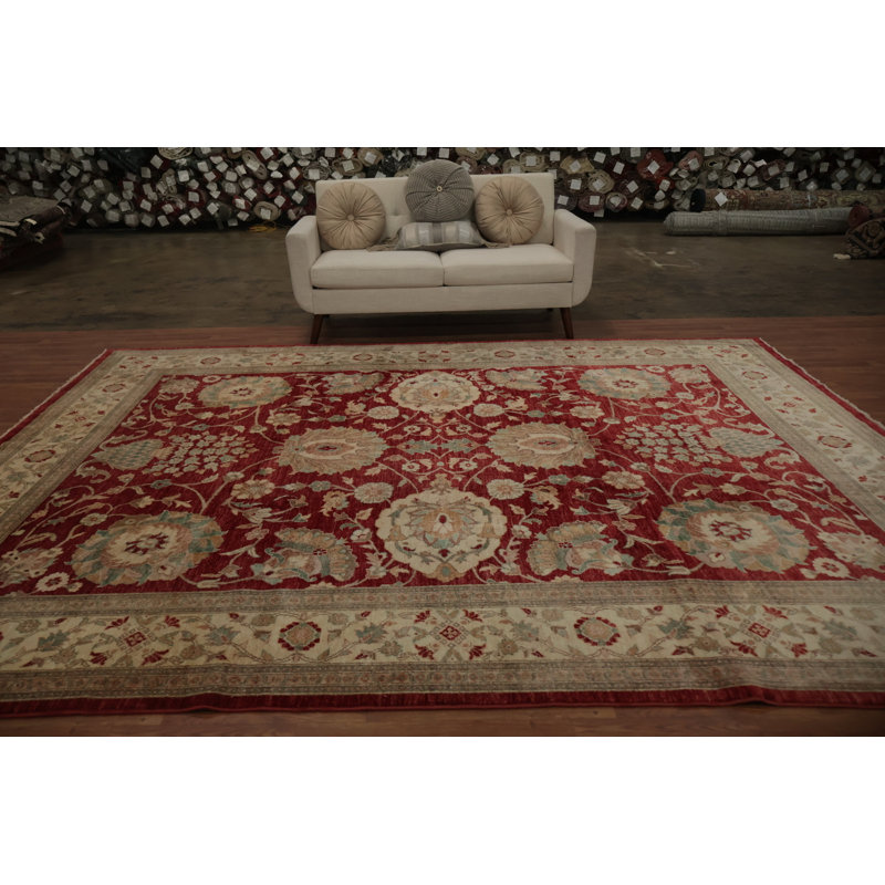 Tapis rouge grand motif floral 9 x 12 Ziegler