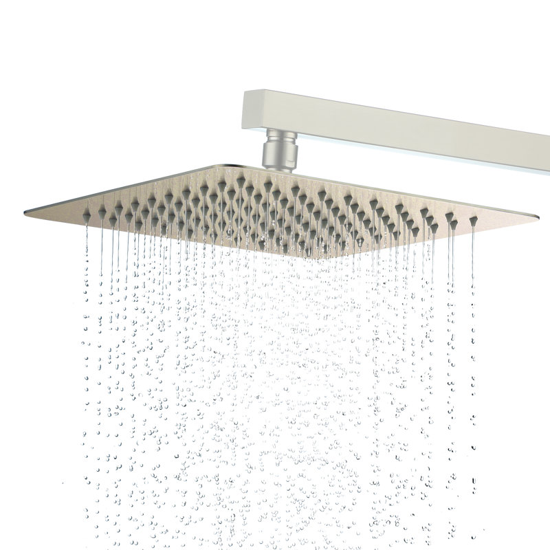 Pomme de douche 10 po en acier inoxydable 304, Carré, Nickel brossé