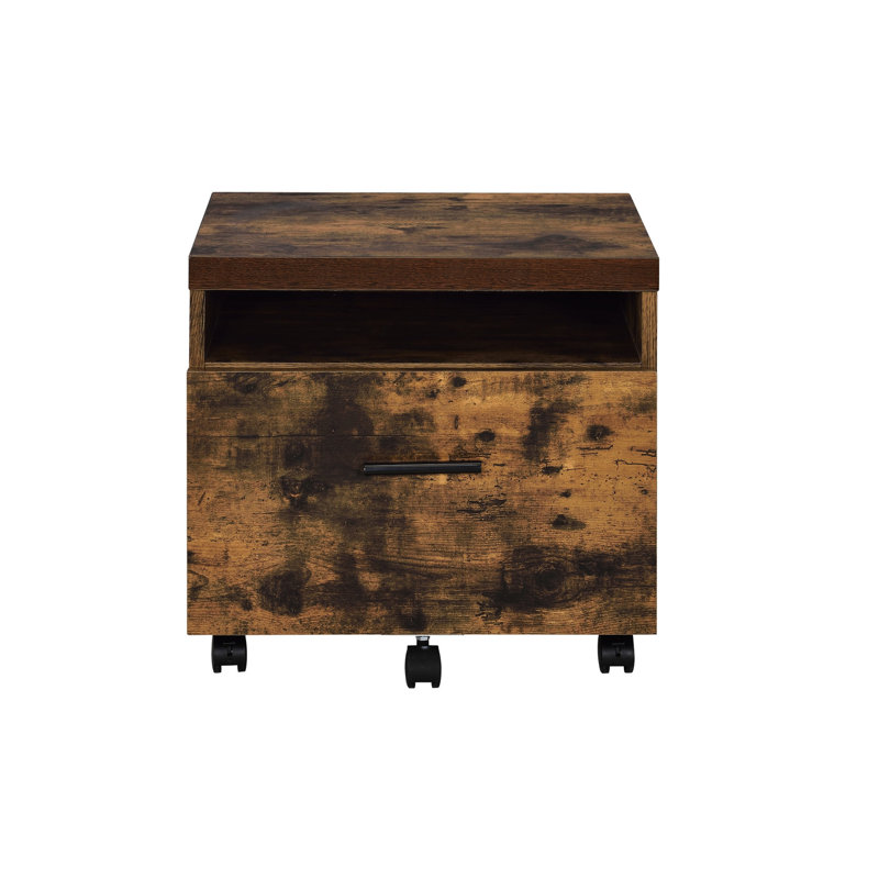 Weathered Oak & Black File Storage Cabinet - Assembled, Rectangular, Wooden Top And Metal Legs With Top, Legs, Locked Compartment Storage, Lock Drawer 22 In Depth Package