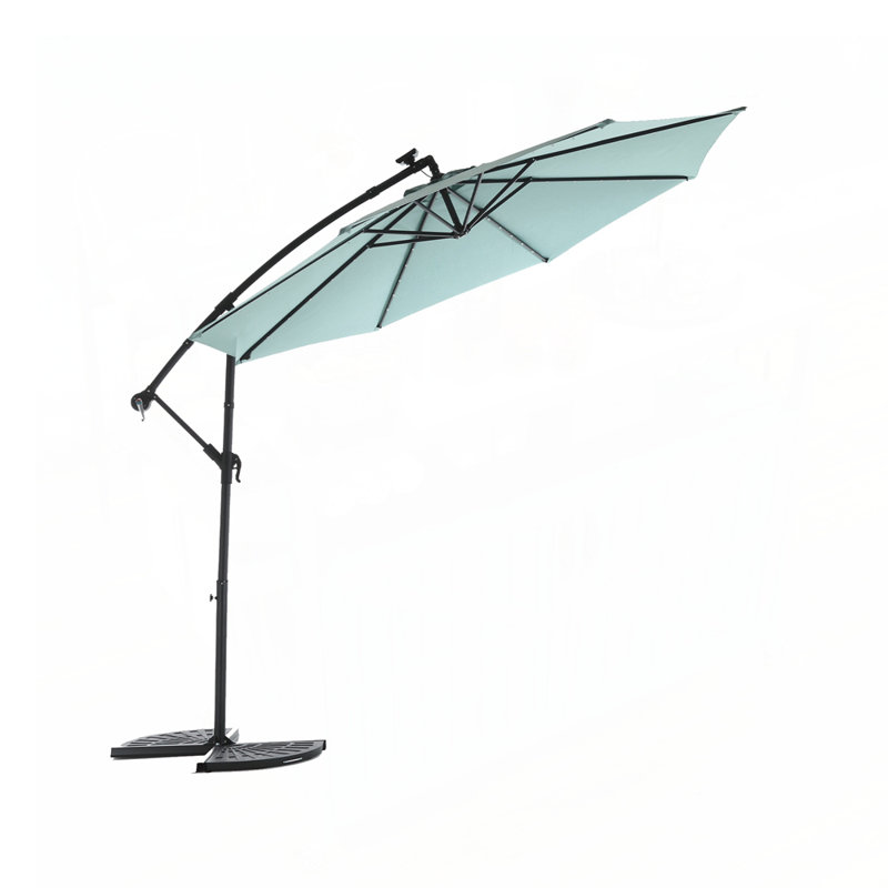 Parasol de marché à DEL 10 pi avec base solaire inclinable et inclinable réglable, Vert clair