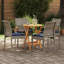  4 chaises de jardin en rotin gris et bleu marine et acacia-24154207-24154206