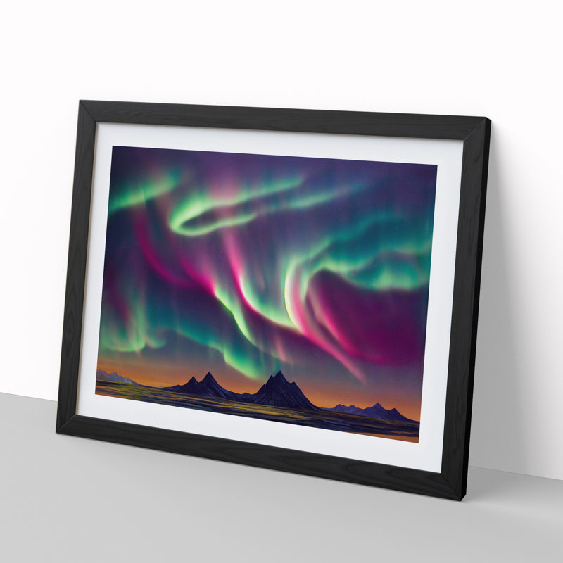 Grand Northern Lights - Single Picture Frame Painting, Black, 46cm H x 64cm W x 2cm D