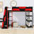 Full Size Loft Bed with Side-Mounted Desk, LED Lighting and Storage Shelves-816264573