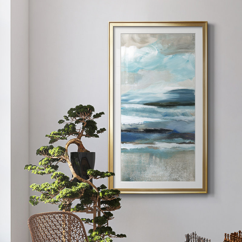 «Distant Drama II», peinture sur toile encadrée, Or, H 22,5 po x l 30,5 po x P 1,5 po