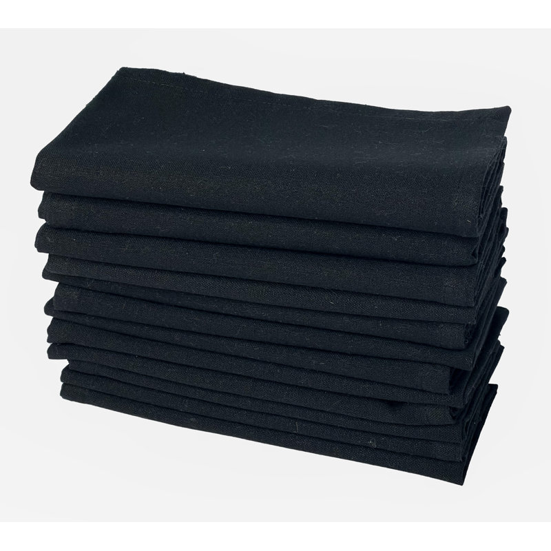 Cotton Solid Colour Square Napkin, Noir