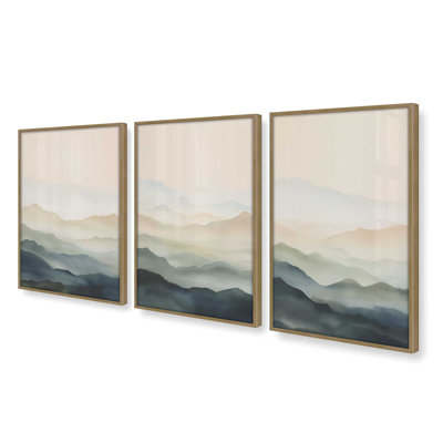 Ensemble de 3 estampes Silent Serenity dans un cadre de citronnelle, 16 po x 12 po