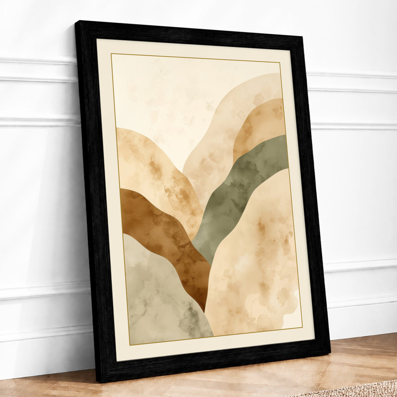 Fluid Earth Forms Minimalist - Framed Print, A3 - 42.0 x 29.7 cm, Black