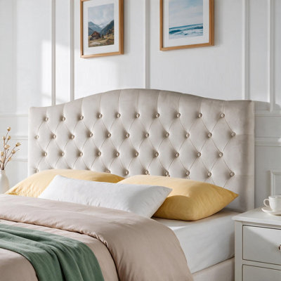 Button-Tufted Upholstered Headboard with Wall-Mount Option