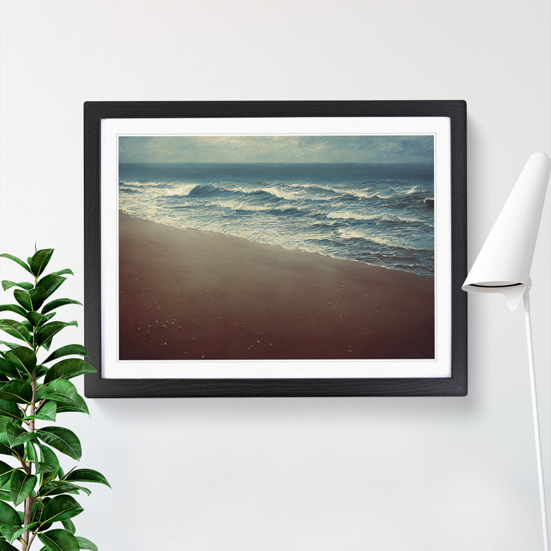 Beach Painting - Single Picture Frame Painting, 46cm H x 64cm W x 2cm D, Black